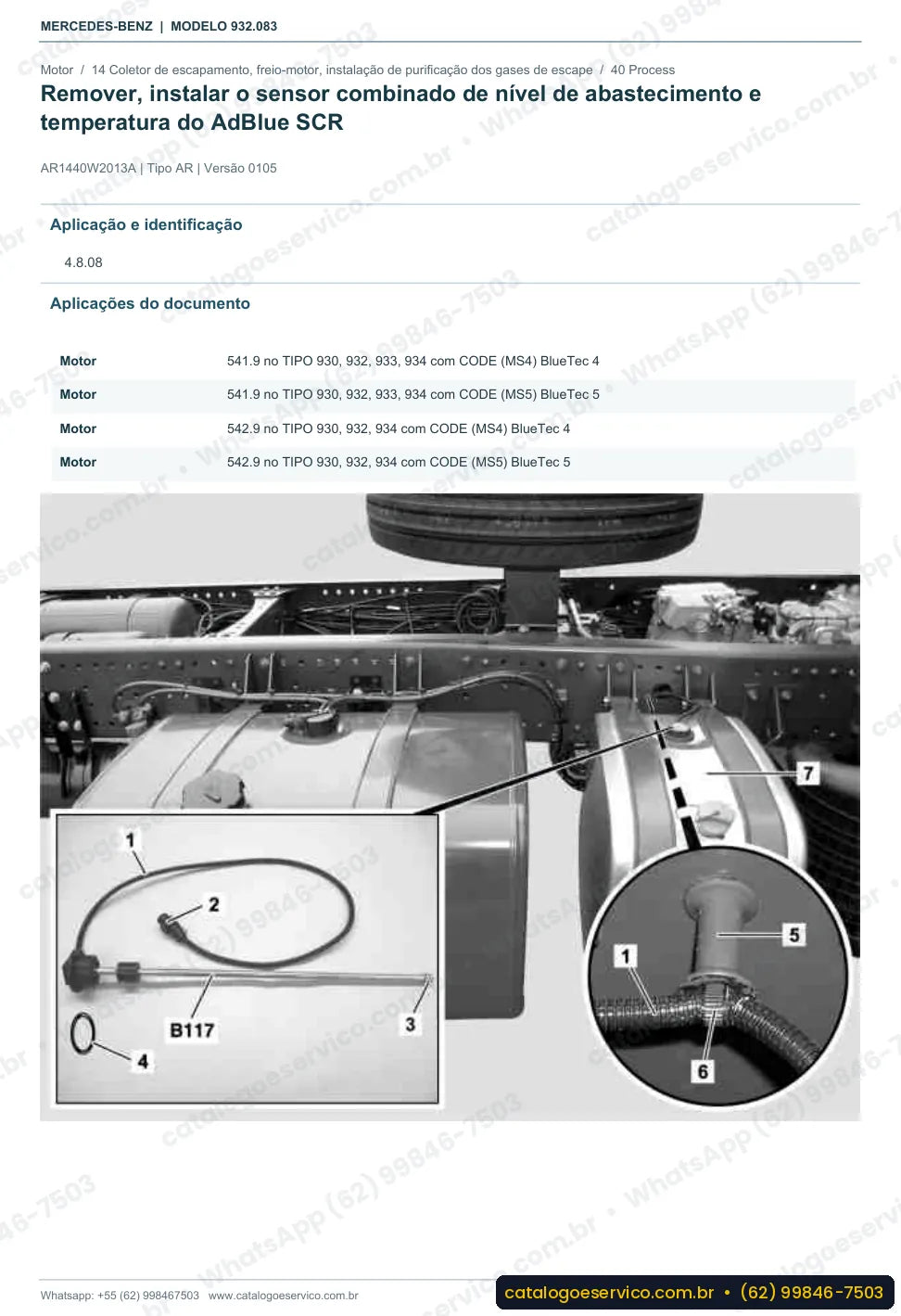 Página de procedimento do manual de oficina Mercedes-Benz Actros 2035 AK