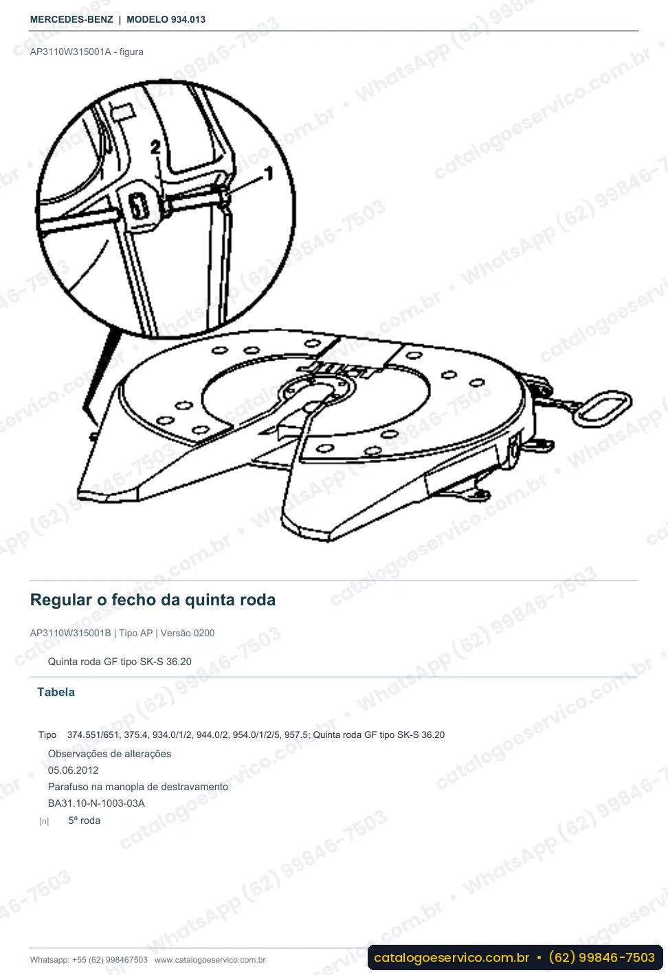Página de procedimento do manual de oficina Mercedes-Benz Actros 2035 S