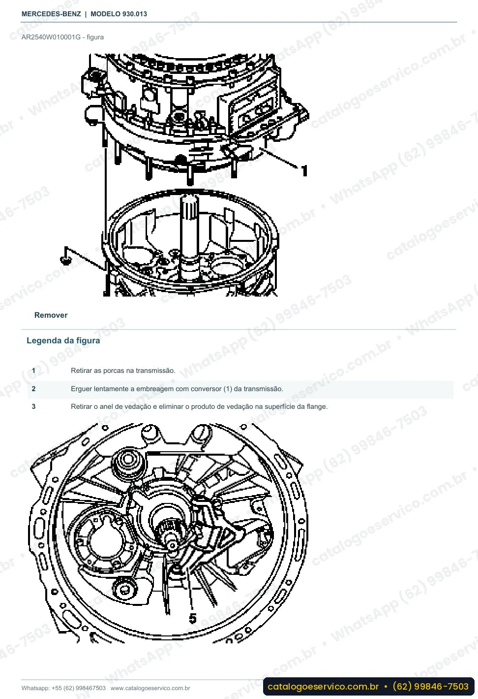 Página de procedimento do manual de oficina Mercedes-Benz Actros 2035