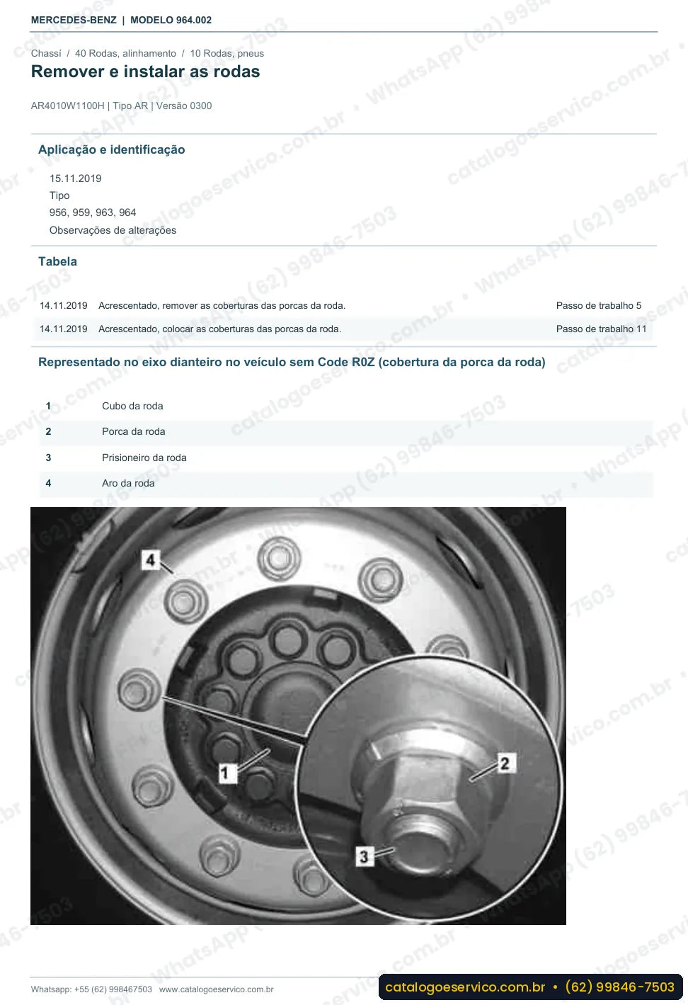 Página de procedimento do manual de oficina Mercedes-Benz Actros 2036 L