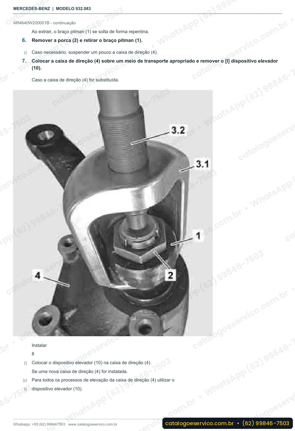 Página de procedimento do manual de oficina Mercedes-Benz Actros 2040 AK