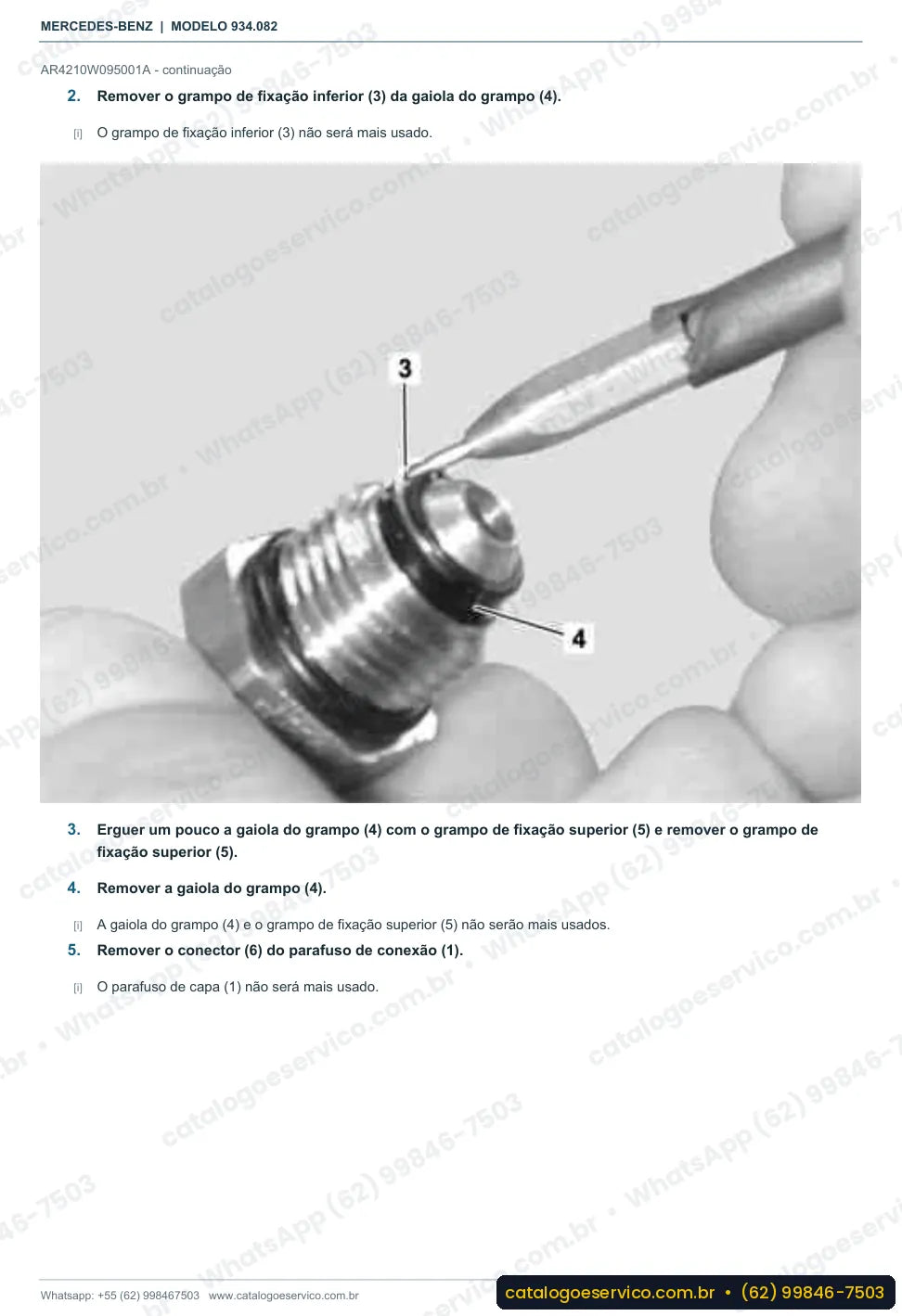 Página de procedimento do manual de oficina Mercedes-Benz Actros 2040 AS
