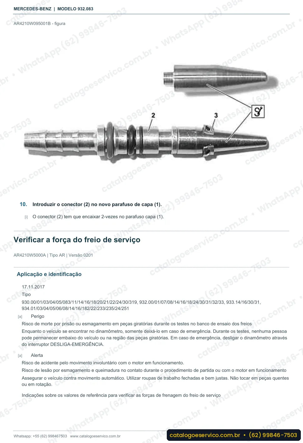 Página de procedimento do manual de oficina Mercedes-Benz Actros 2043 AK
