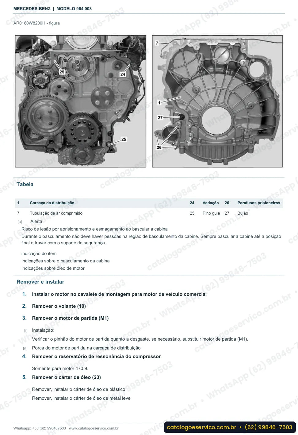Página de procedimento do manual de oficina Mercedes-Benz Actros 2046 A