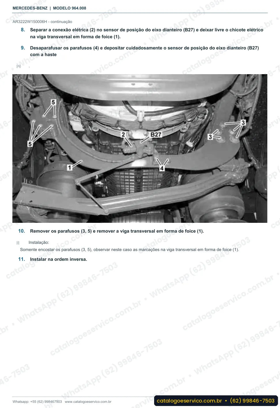 Página de procedimento do manual de oficina Mercedes-Benz Actros 2046 A