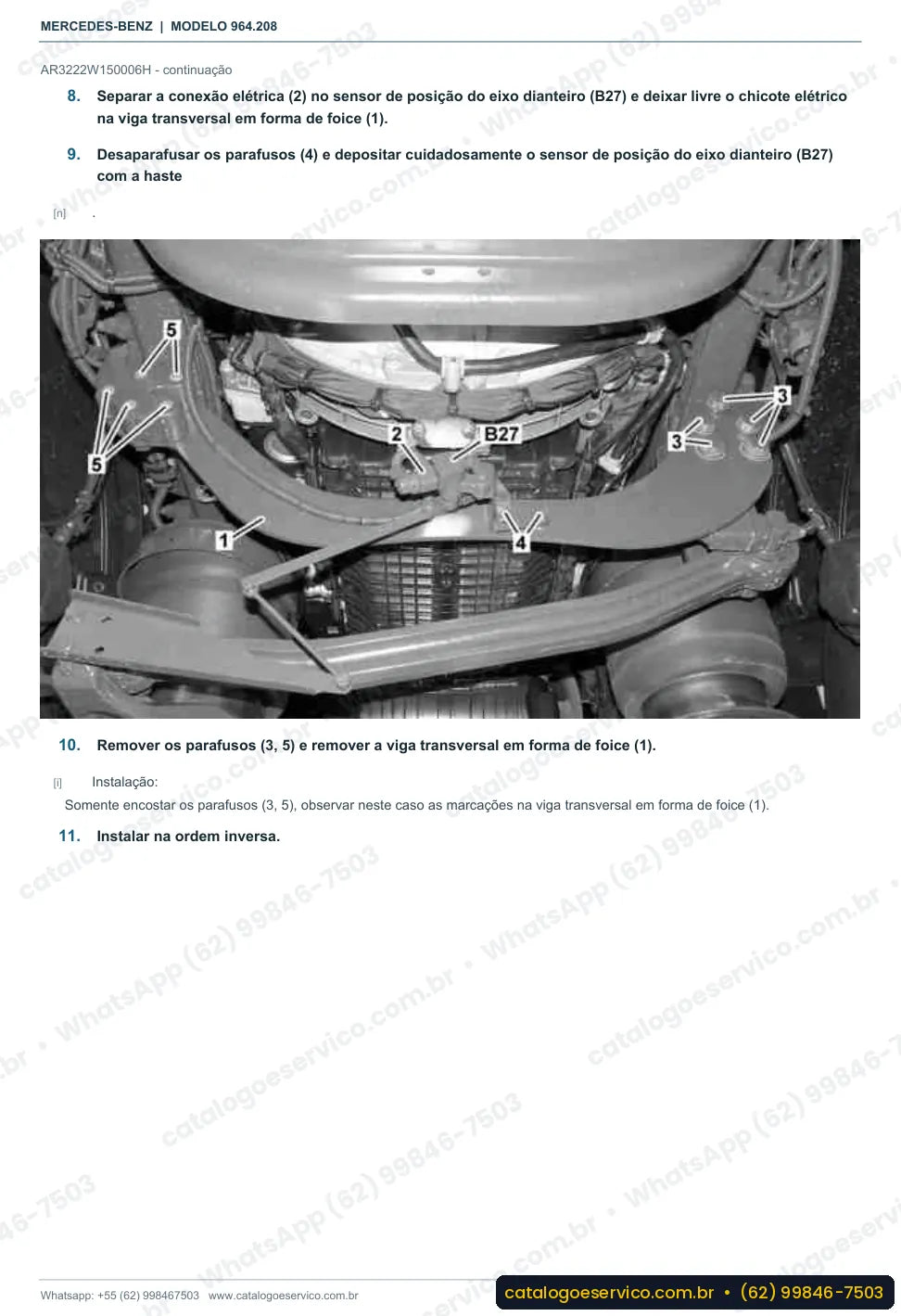 Página de procedimento do manual de oficina Mercedes-Benz Actros 2046 AK