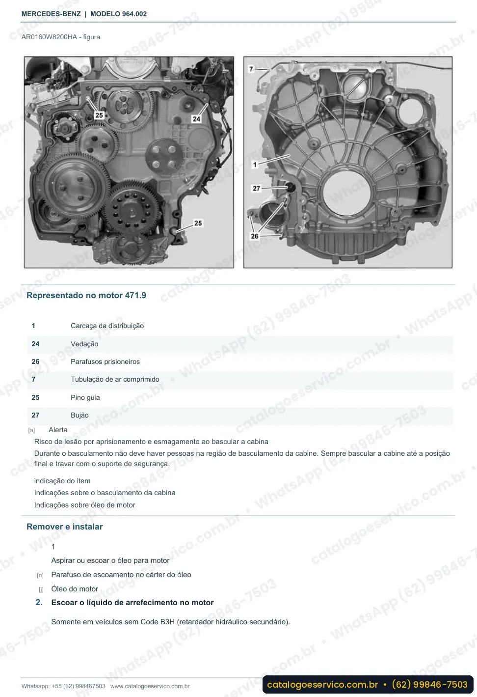 Página de procedimento do manual de oficina Mercedes-Benz Actros 2046 L