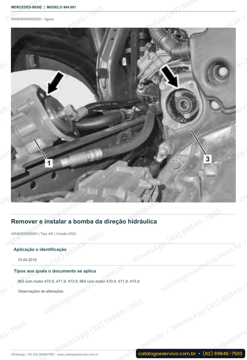 Página de procedimento do manual de oficina Mercedes-Benz Actros 2046