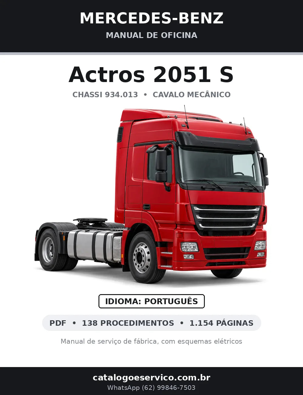 Capa do manual de oficina Mercedes-Benz Actros 2051 S