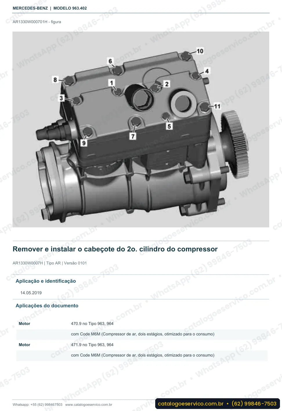 Página de procedimento do manual de oficina Mercedes-Benz Actros 2053 LS