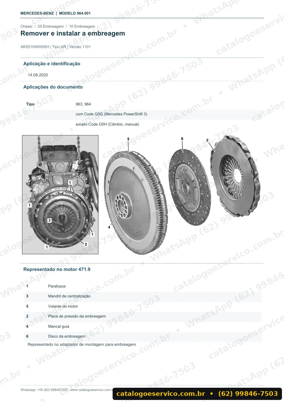 Página de procedimento do manual de oficina Mercedes-Benz Actros 2053