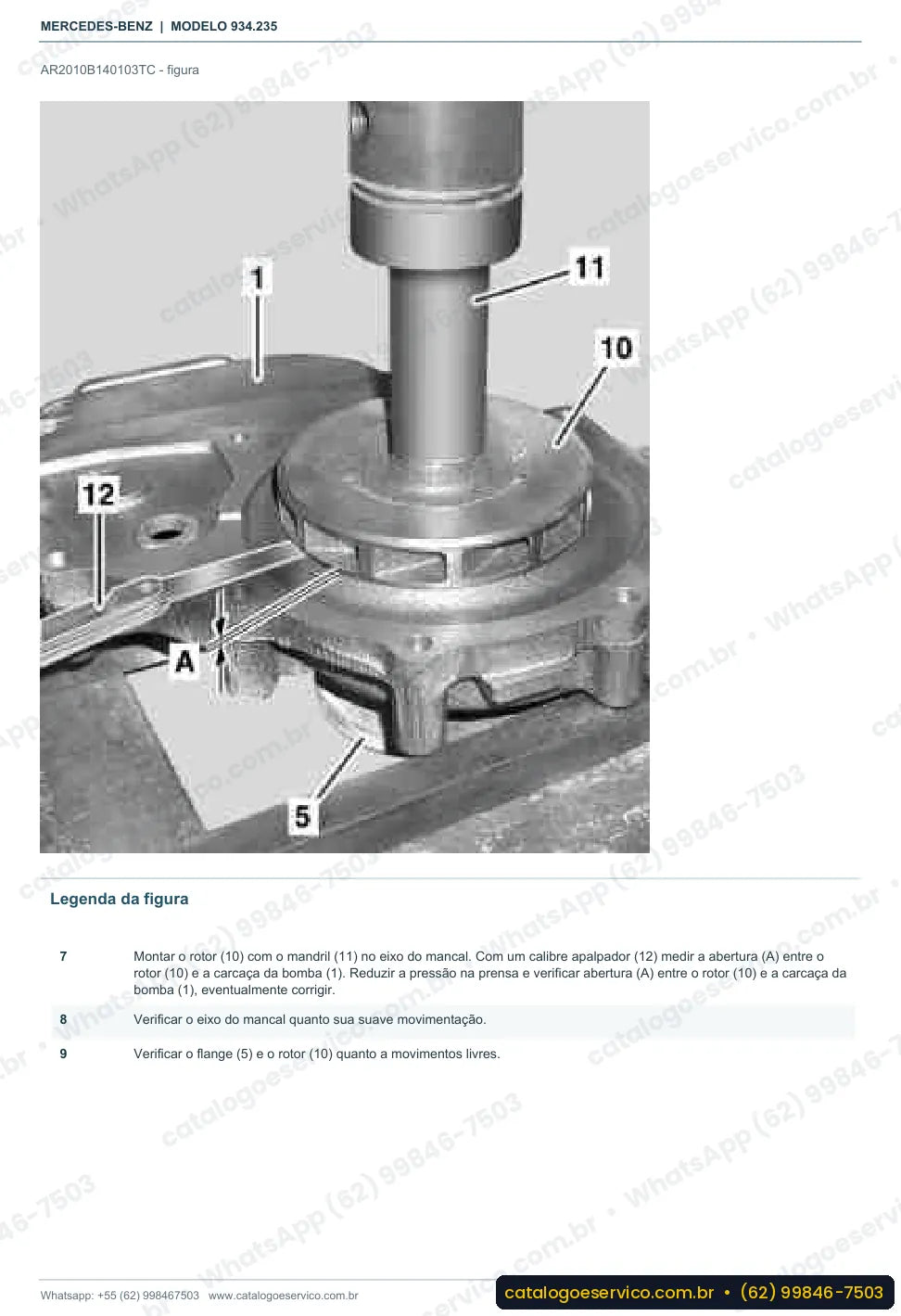 Página de procedimento do manual de oficina Mercedes-Benz Actros 2432 LS