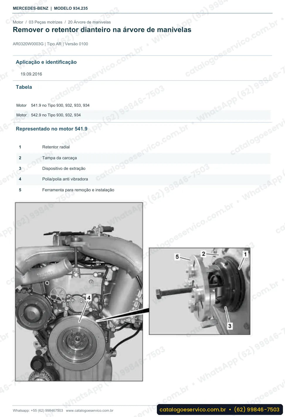 Página de procedimento do manual de oficina Mercedes-Benz Actros 2455 LS