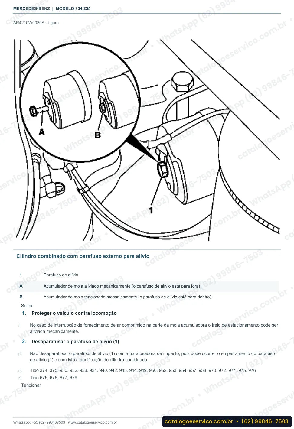 Página de procedimento do manual de oficina Mercedes-Benz Actros 2460 LS