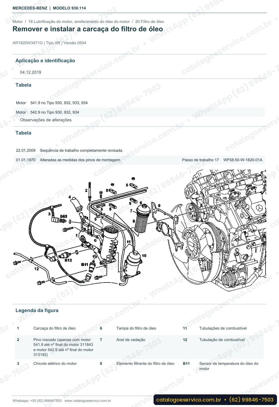 Página de procedimento do manual de oficina Mercedes-Benz Actros 2531