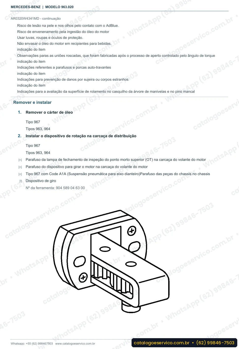 Página de procedimento do manual de oficina Mercedes-Benz Actros 2532 L
