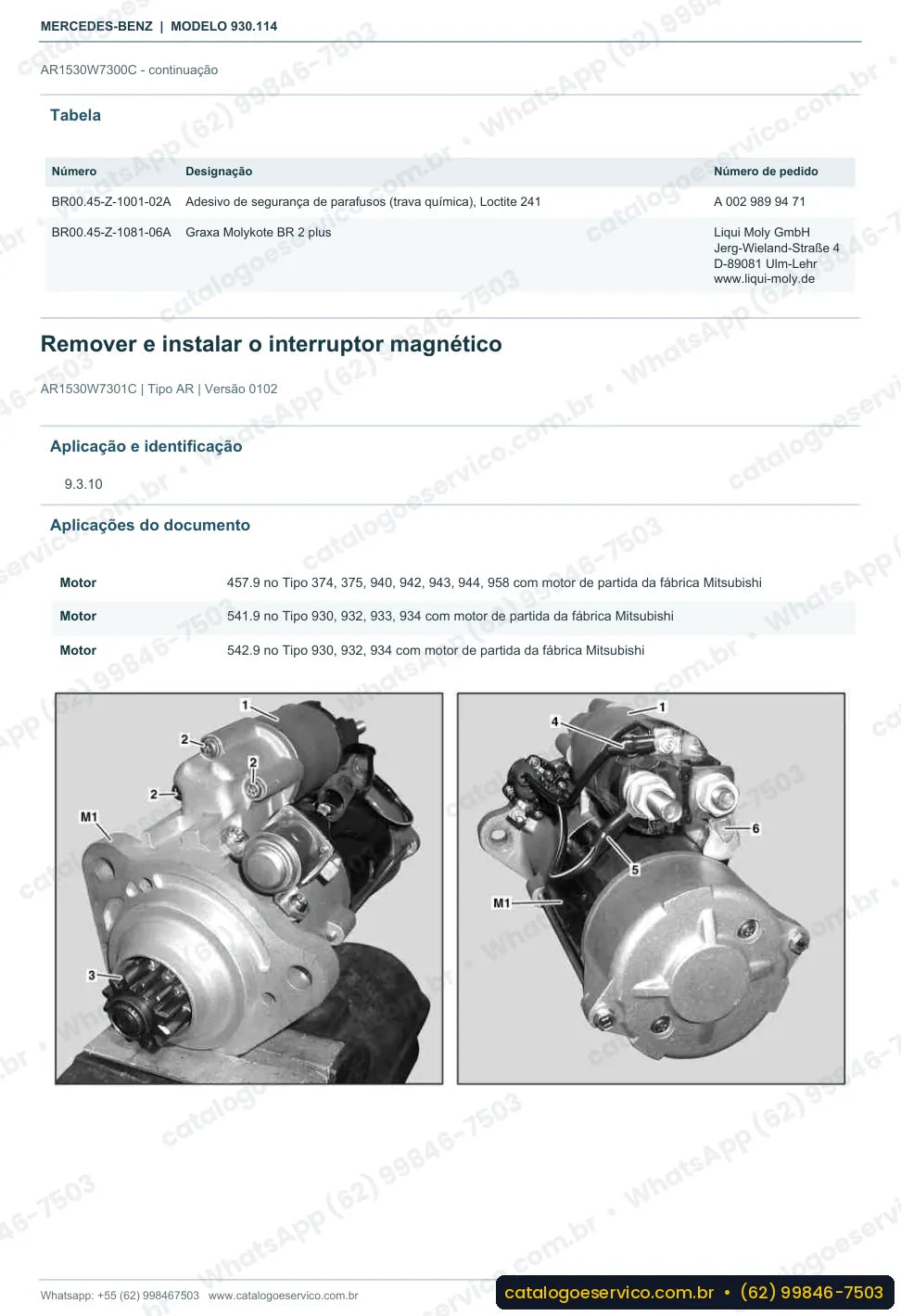 Página de procedimento do manual de oficina Mercedes-Benz Actros 2535