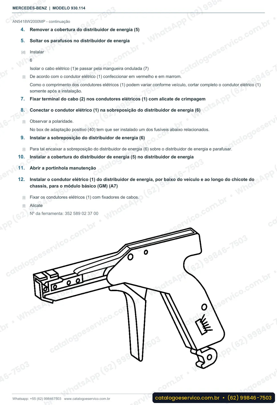 Página de procedimento do manual de oficina Mercedes-Benz Actros 2535