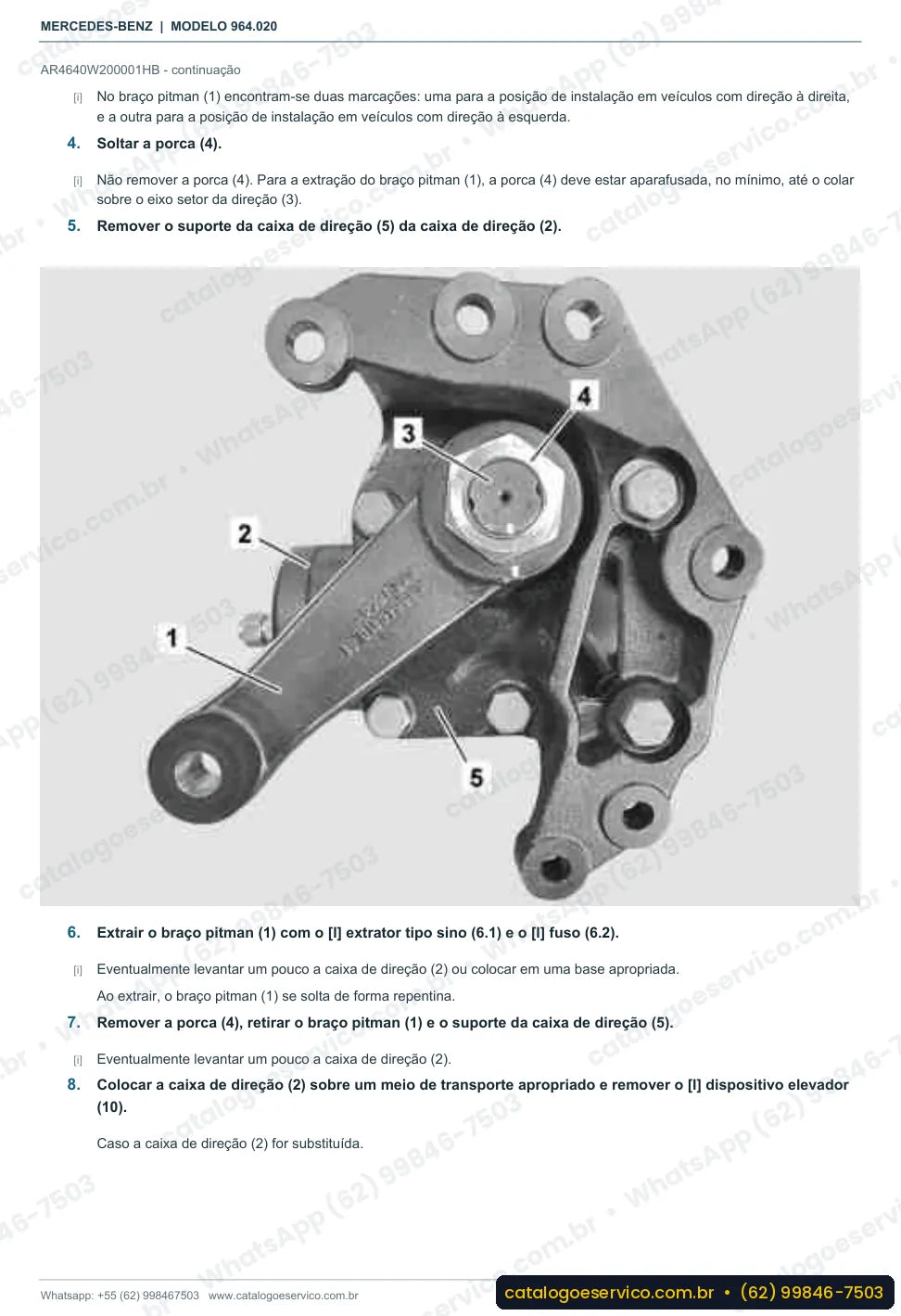 Página de procedimento do manual de oficina Mercedes-Benz Actros 2536 L