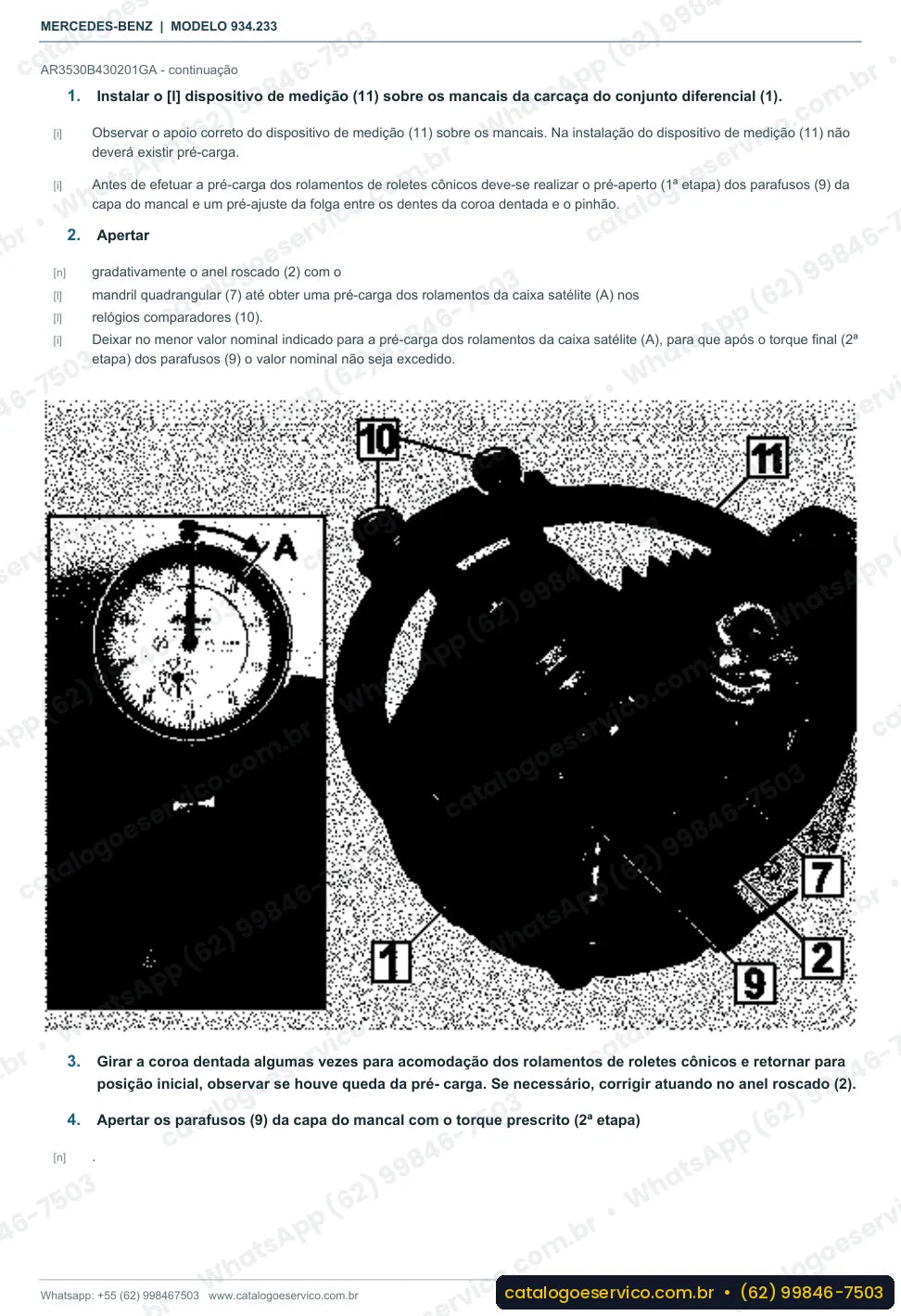 Página de procedimento do manual de oficina Mercedes-Benz Actros 2540 LS