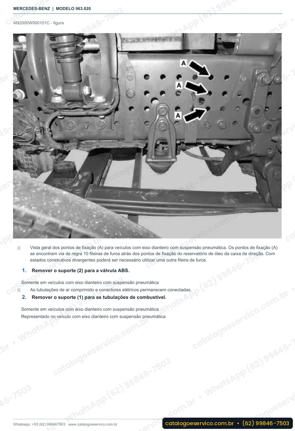 Página de procedimento do manual de oficina Mercedes-Benz Actros 2543 L