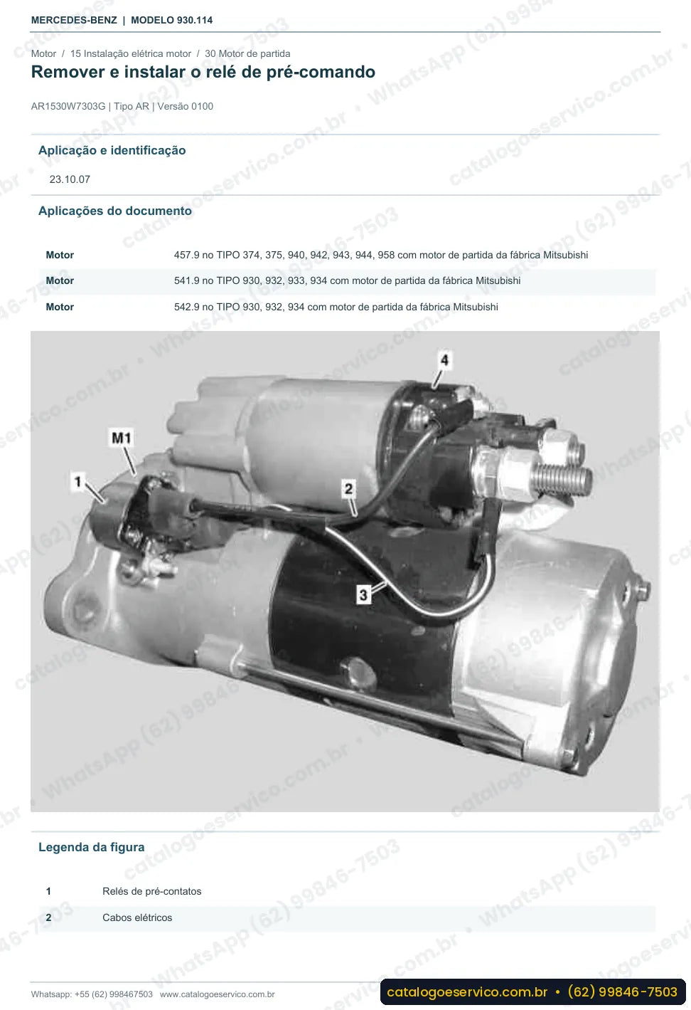 Página de procedimento do manual de oficina Mercedes-Benz Actros 2543