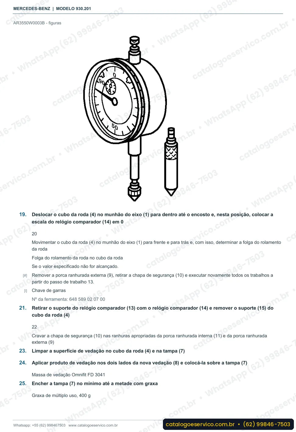 Página de procedimento do manual de oficina Mercedes-Benz Actros 2548 L