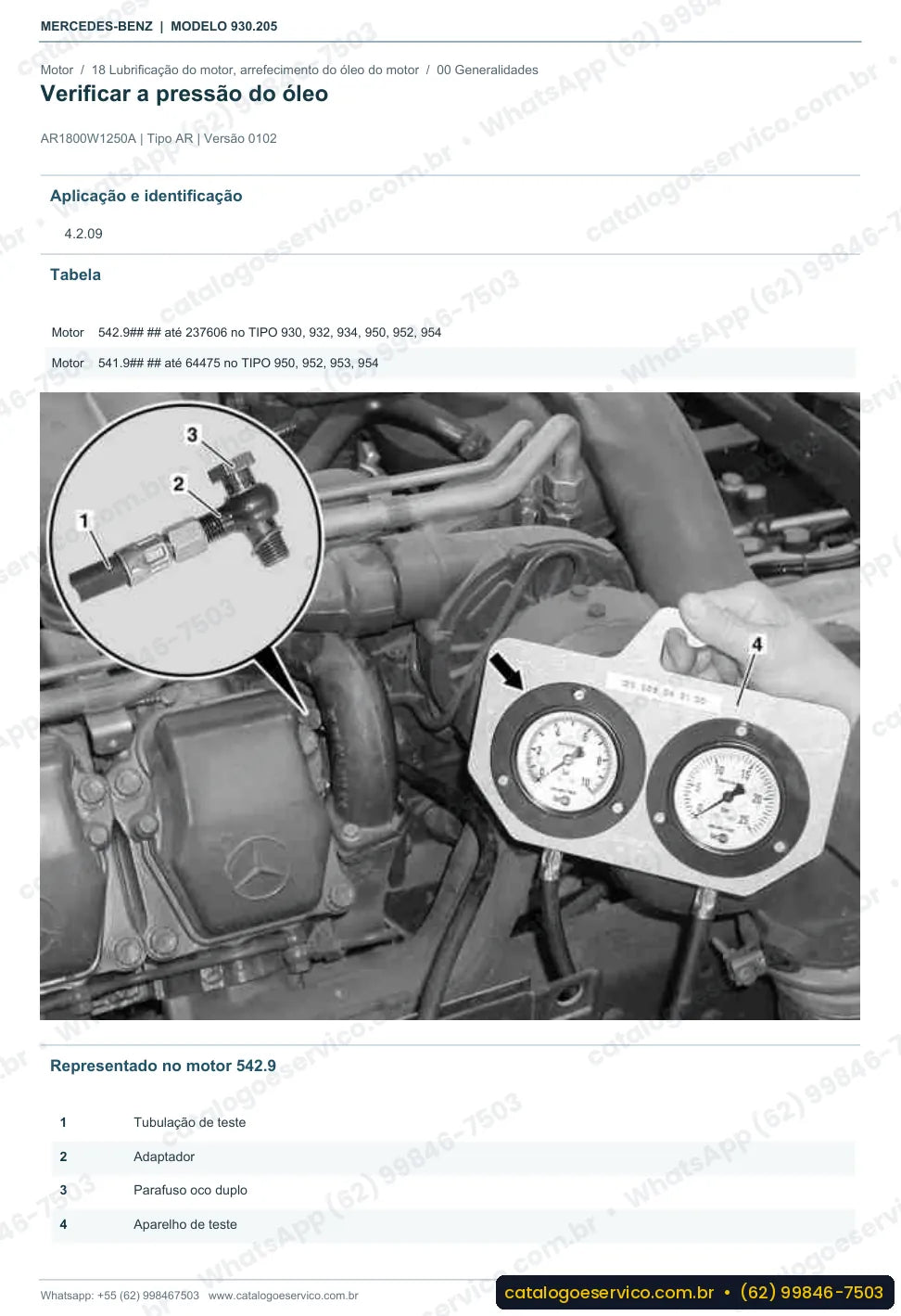 Página de procedimento do manual de oficina Mercedes-Benz Actros 2550 L