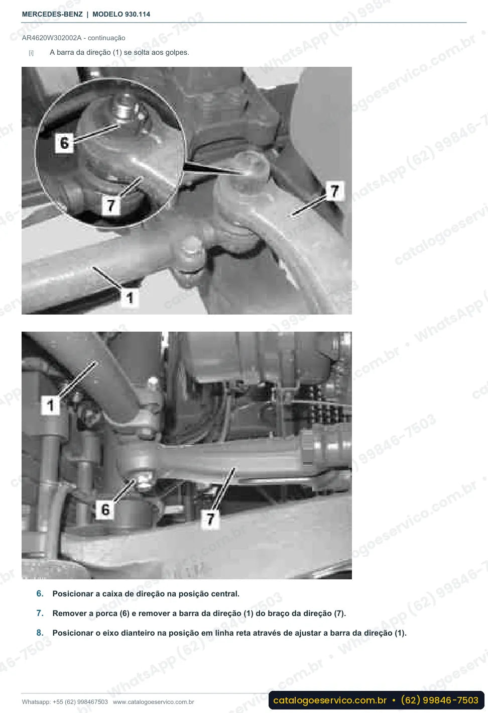 Página de procedimento do manual de oficina Mercedes-Benz Actros 2554