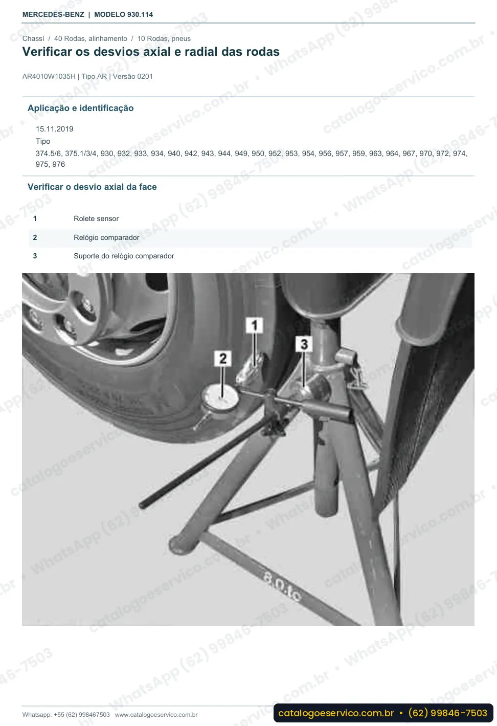 Página de procedimento do manual de oficina Mercedes-Benz Actros 2555