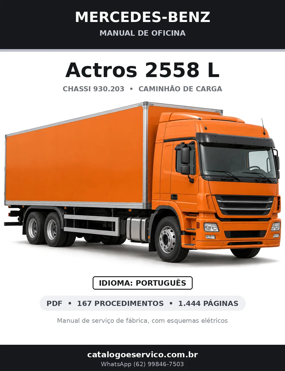 Capa do manual de oficina Mercedes-Benz Actros 2558 L