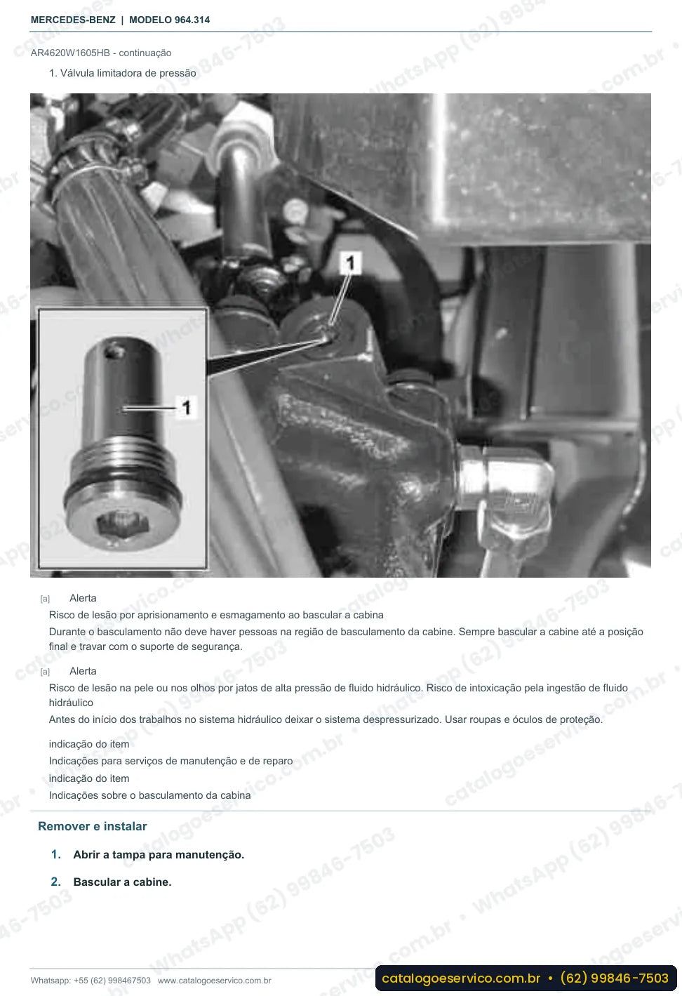 Página de procedimento do manual de oficina Mercedes-Benz Actros 2627 B