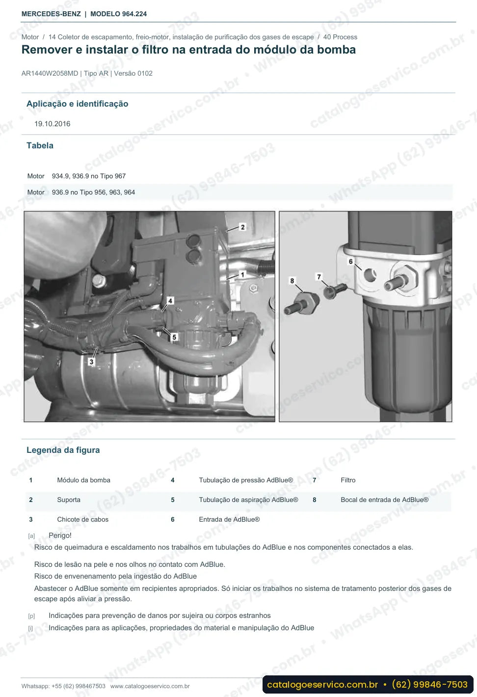 Página de procedimento do manual de oficina Mercedes-Benz Actros 2627 LK