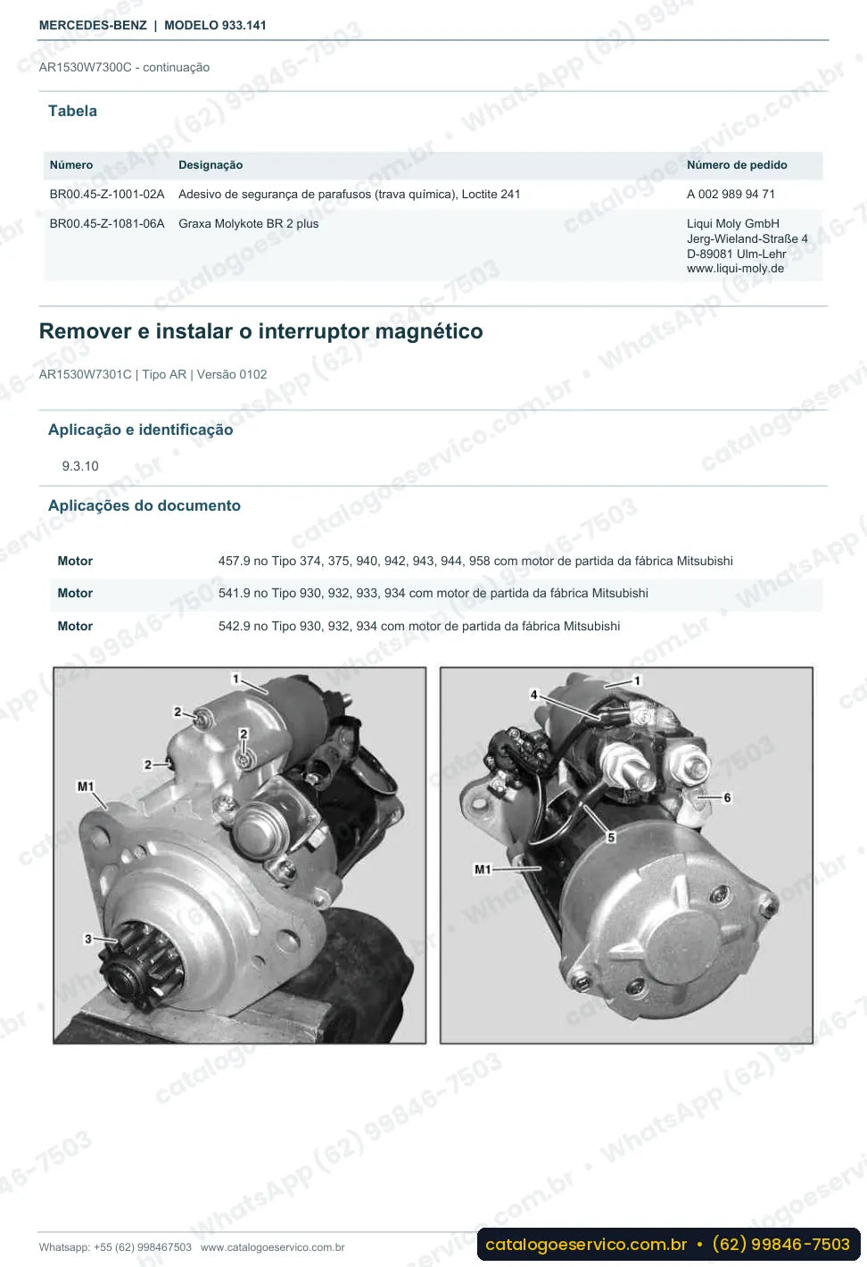 Página de procedimento do manual de oficina Mercedes-Benz Actros 2631 B