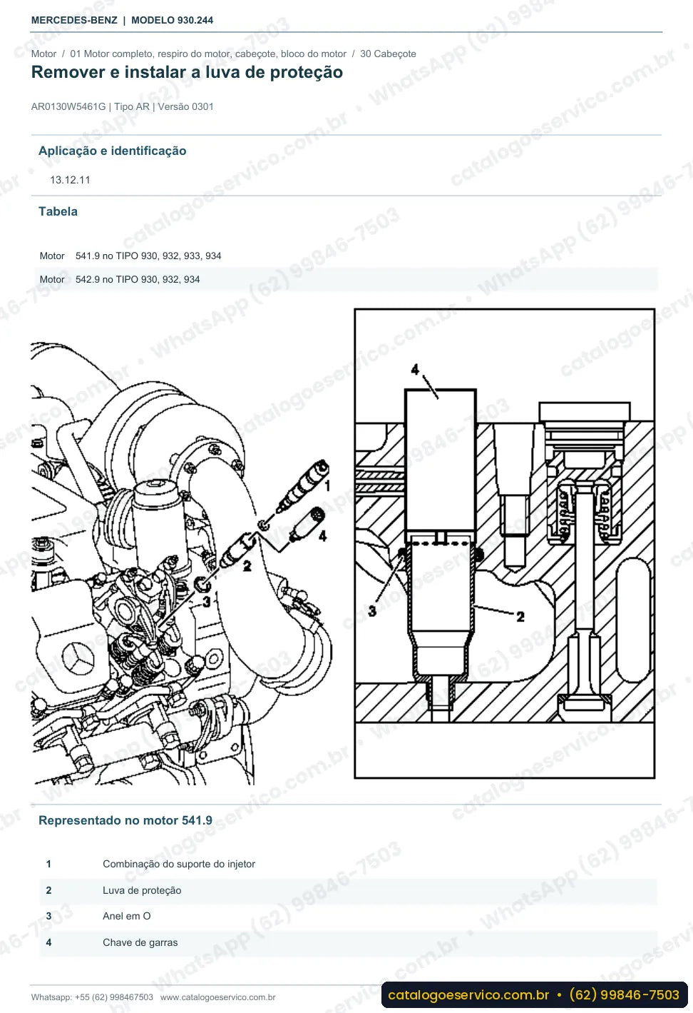 Página de procedimento do manual de oficina Mercedes-Benz Actros 2631 L