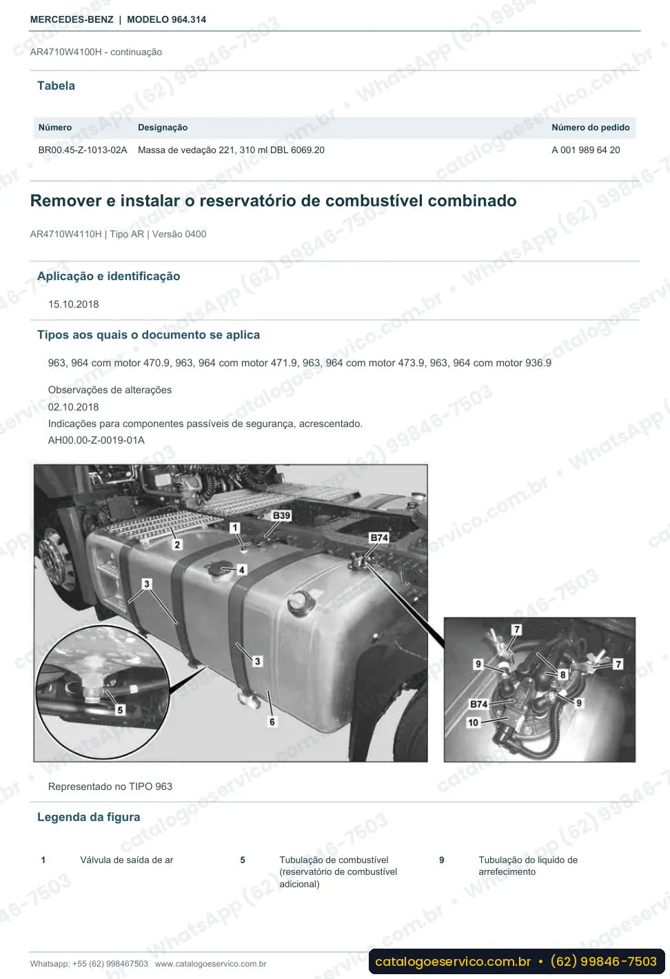 Página de procedimento do manual de oficina Mercedes-Benz Actros 2632 B