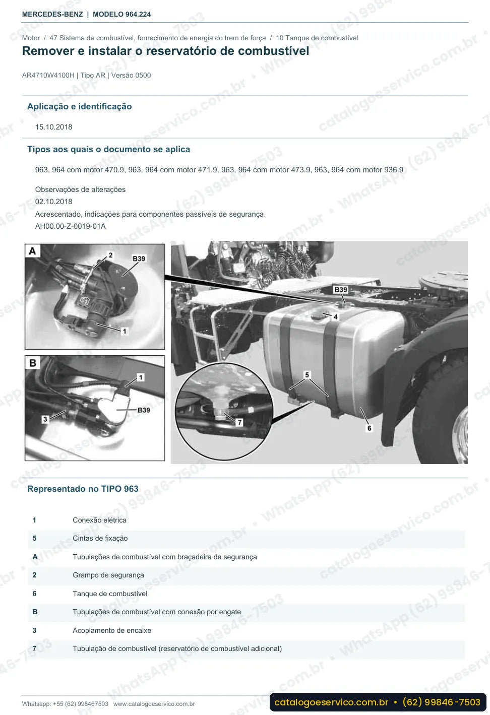 Página de procedimento do manual de oficina Mercedes-Benz Actros 2632 LK