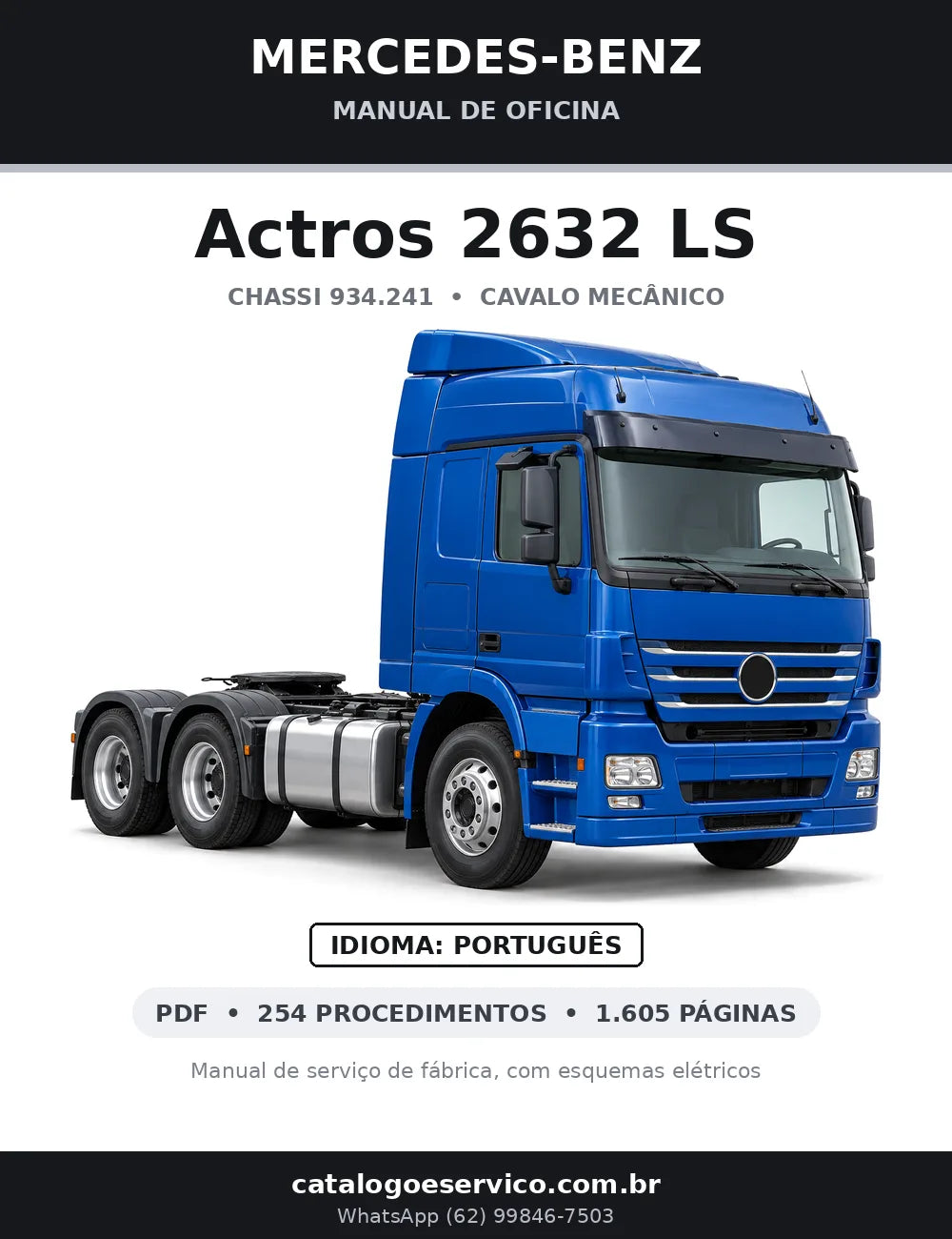 Capa do manual de oficina Mercedes-Benz Actros 2632 LS