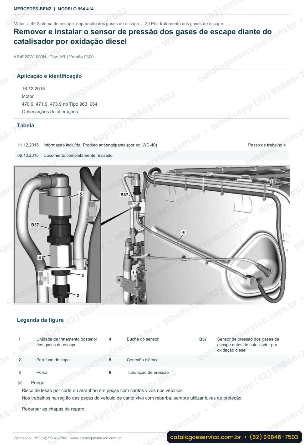 Página de procedimento do manual de oficina Mercedes-Benz Actros 2633 S