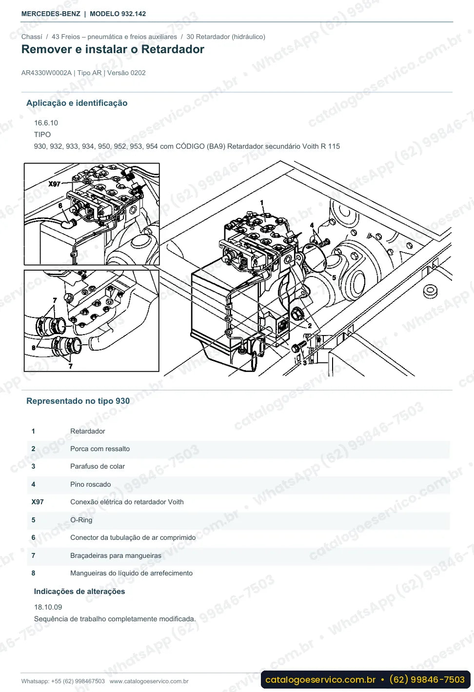 Página de procedimento do manual de oficina Mercedes-Benz Actros 2635 K