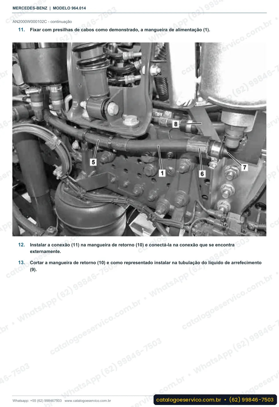 Página de procedimento do manual de oficina Mercedes-Benz Actros 2636