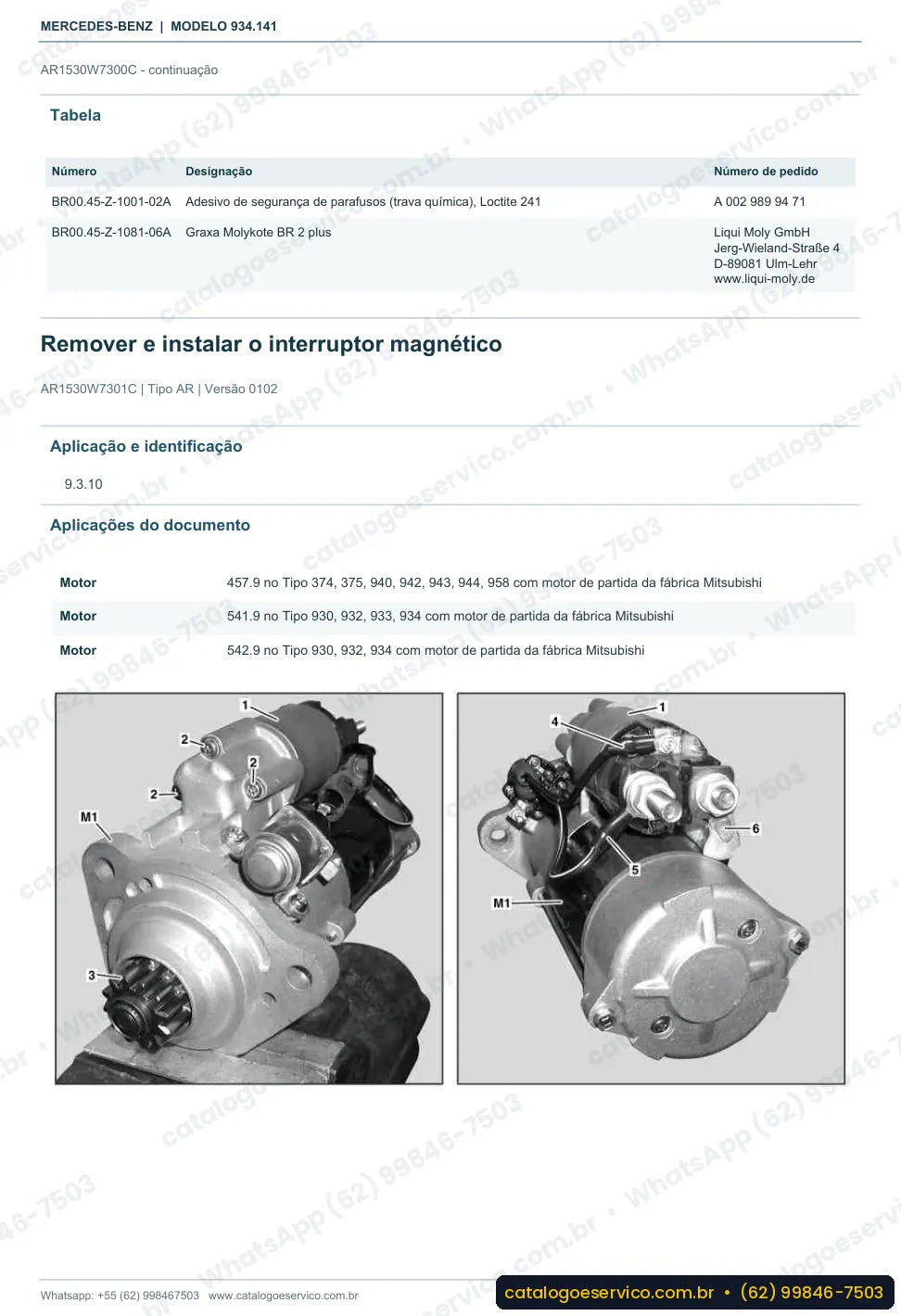 Página de procedimento do manual de oficina Mercedes-Benz Actros 2640 S