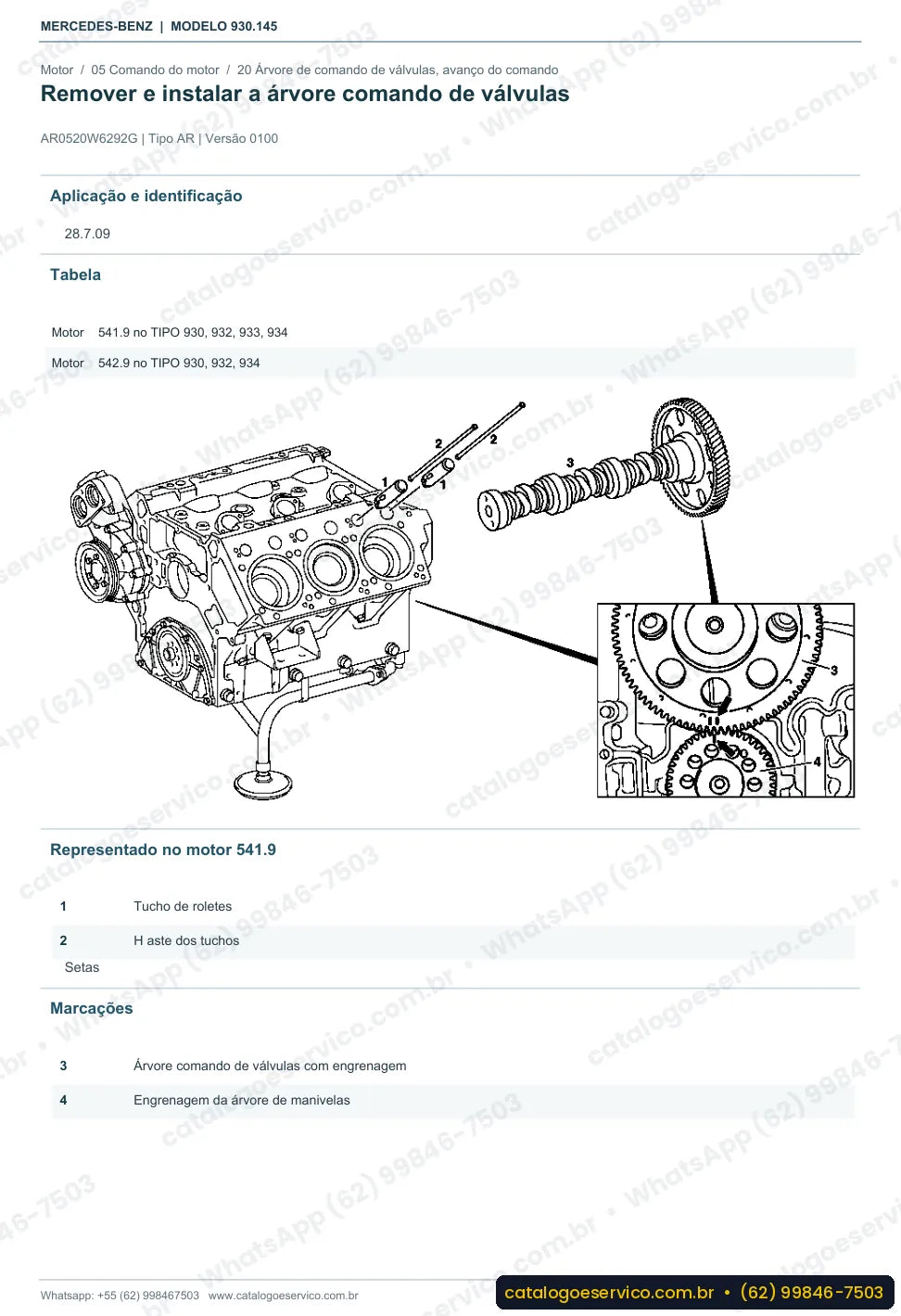 Página de procedimento do manual de oficina Mercedes-Benz Actros 2640