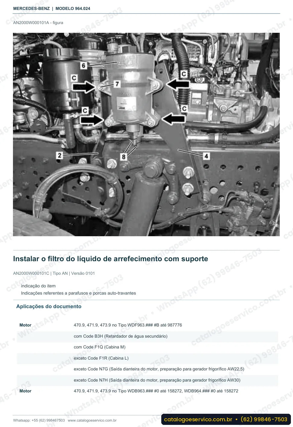 Página de procedimento do manual de oficina Mercedes-Benz Actros 2642 L