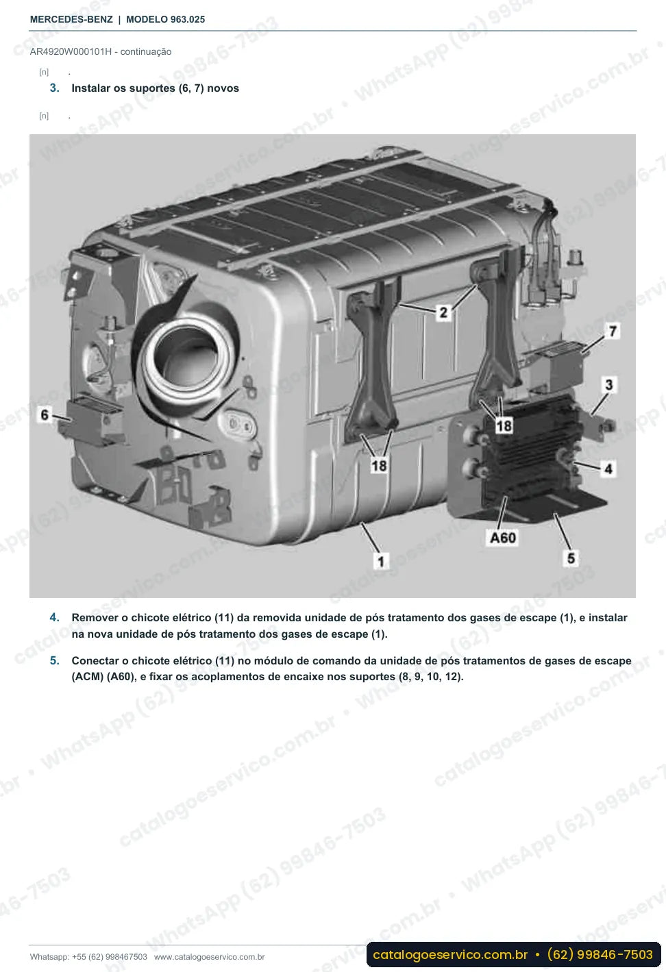 Página de procedimento do manual de oficina Mercedes-Benz Actros 2643 L