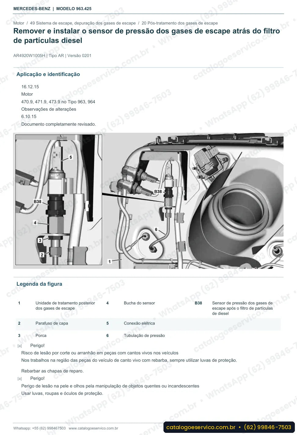 Página de procedimento do manual de oficina Mercedes-Benz Actros 2643 LS