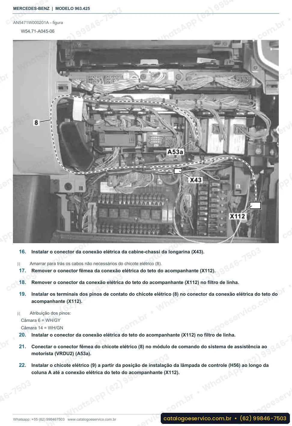 Página de procedimento do manual de oficina Mercedes-Benz Actros 2643 LS