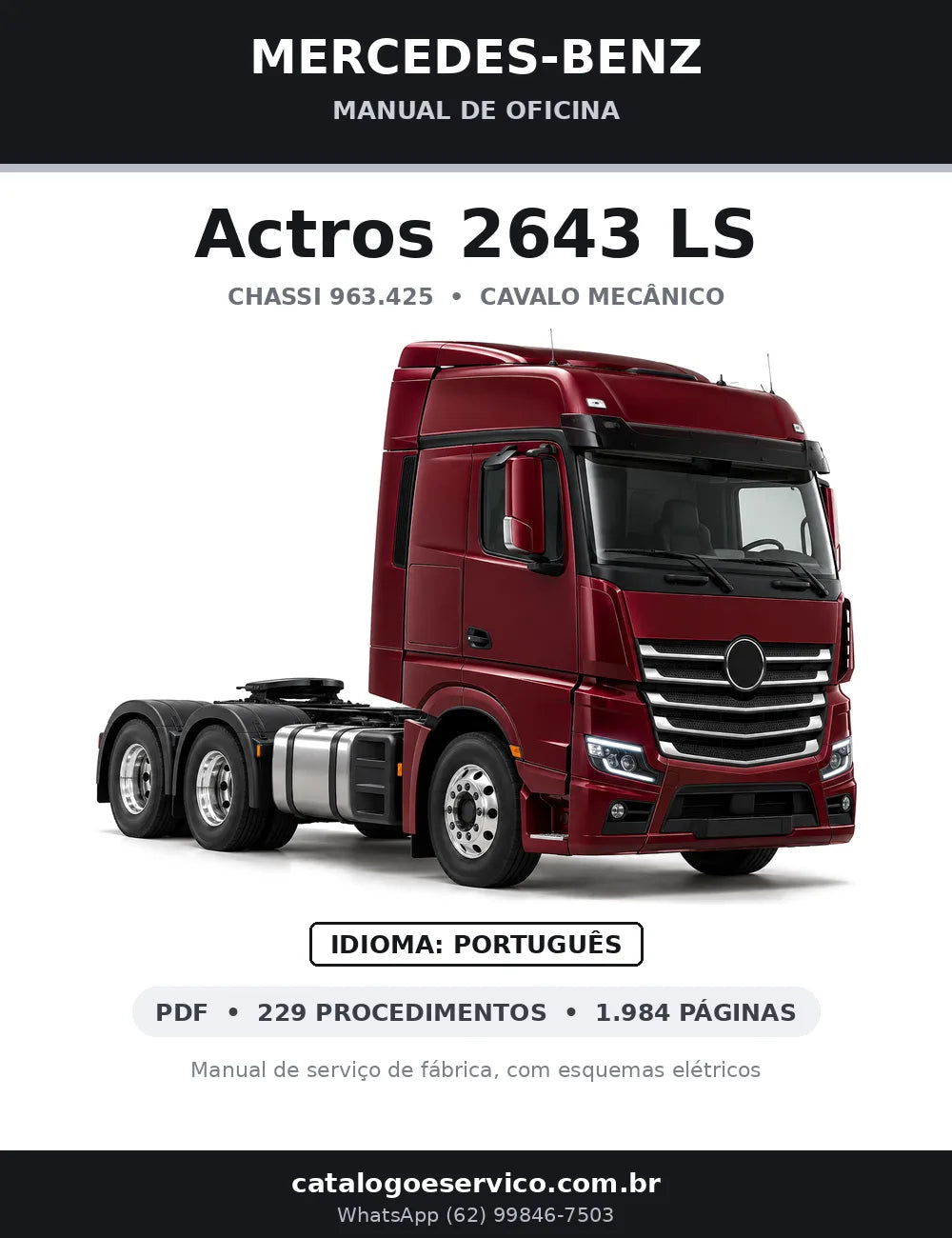 Capa do manual de oficina Mercedes-Benz Actros 2643 LS