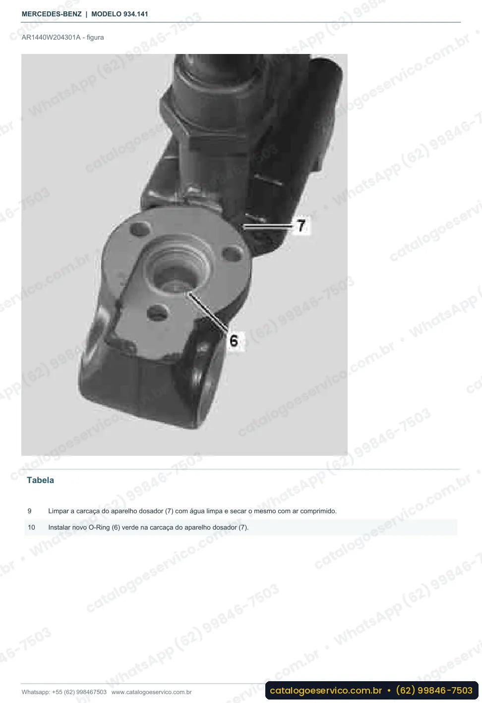 Página de procedimento do manual de oficina Mercedes-Benz Actros 2643 S