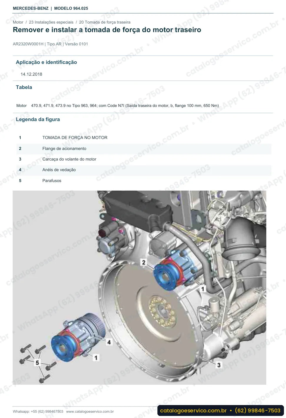 Página de procedimento do manual de oficina Mercedes-Benz Actros 2646 L
